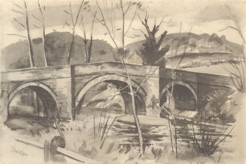 YORKSHIRE. Ashberry Bridge. By John Cooper 1947 old vintage print picture
